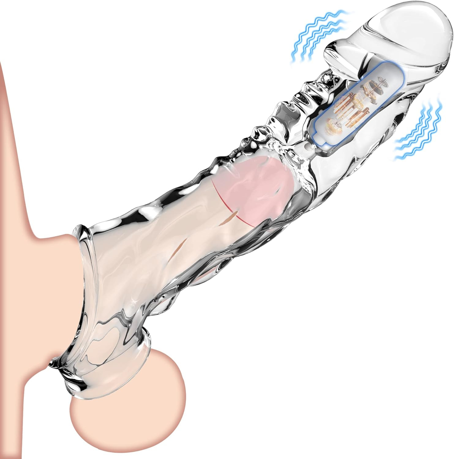 Vibrating Reusable Penis Sleeve Extender (3.6")