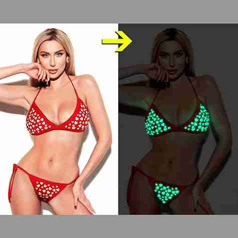 Glow in The Dark Lingerie | Red Sexy Bikini Set for Women